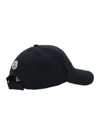 Moncler Men Black Baseball Cap With Logo Lettering On The Front In Cotton Men