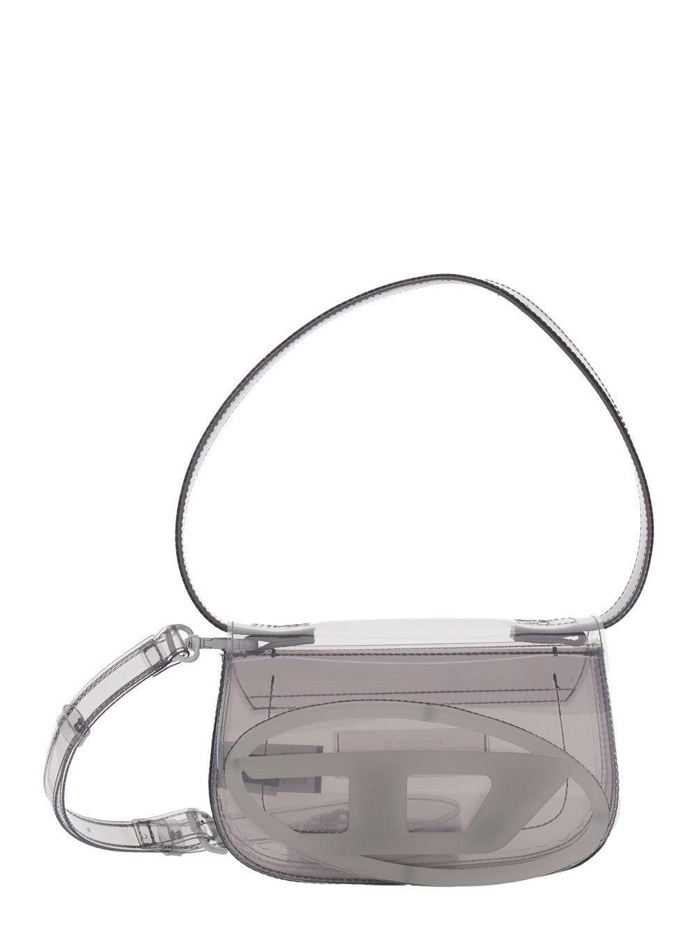 DIESEL Diesel Women '1Dr' Grey Shoulder Bag With Oval D Patch And Semi-Transparent Design In Fabric Woman