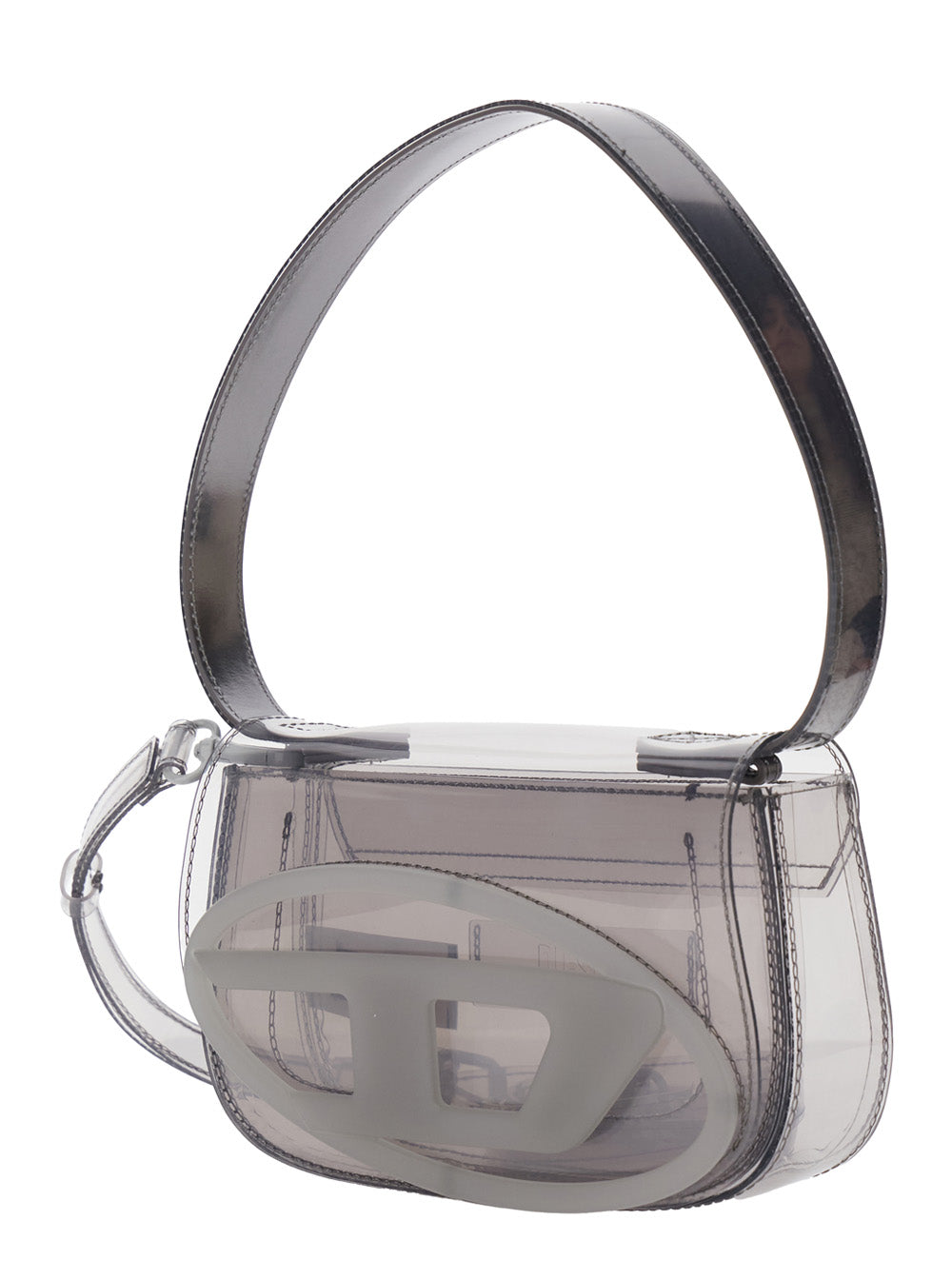 DIESEL Diesel Women '1Dr' Grey Shoulder Bag With Oval D Patch And Semi-Transparent Design In Fabric Woman