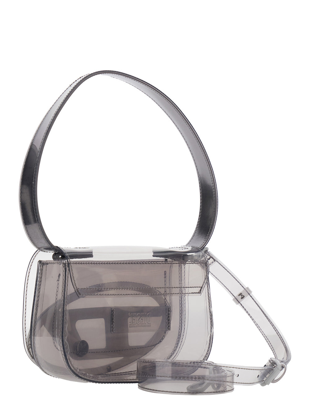 DIESEL Diesel Women '1Dr' Grey Shoulder Bag With Oval D Patch And Semi-Transparent Design In Fabric Woman