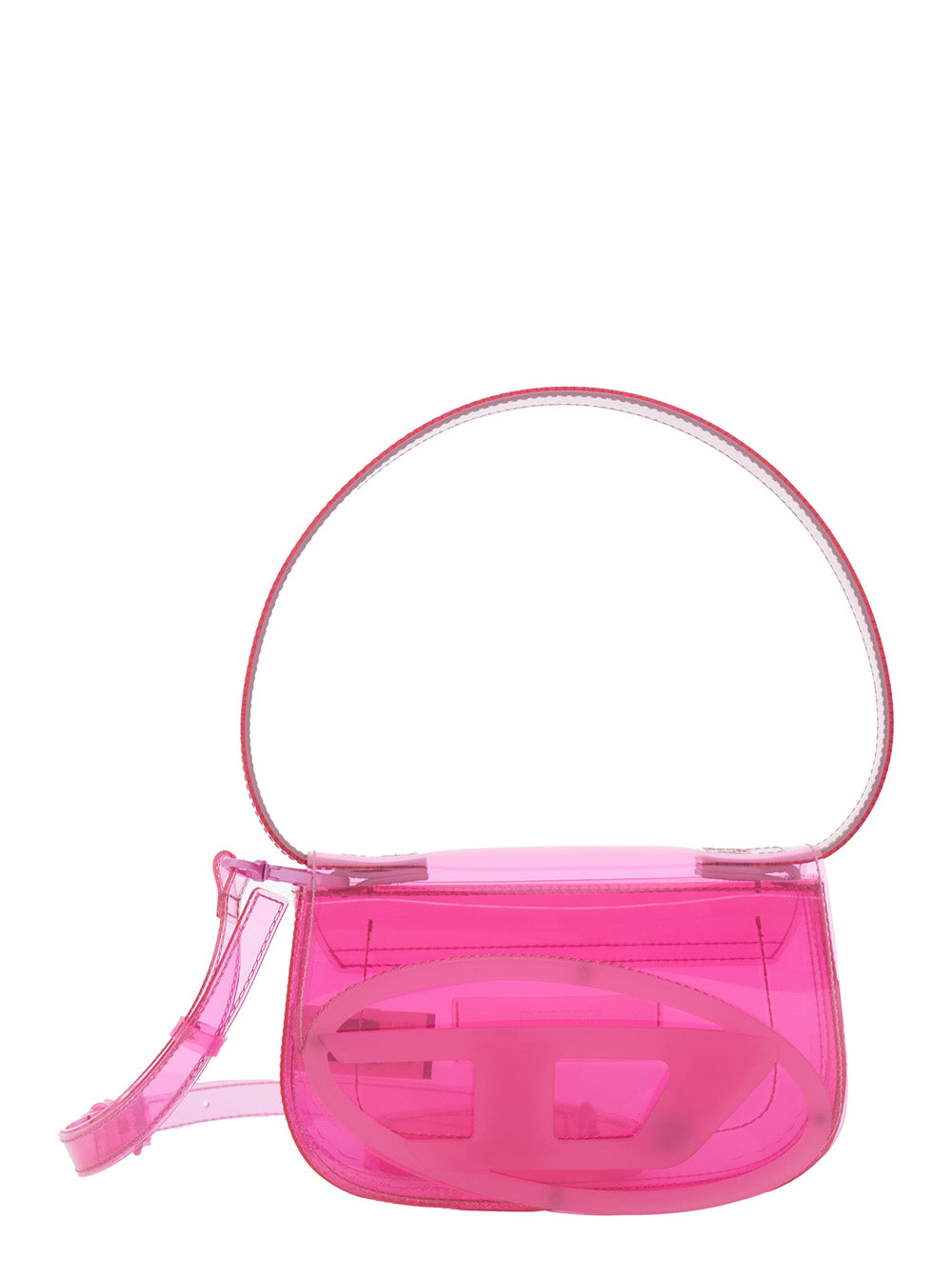 DIESEL Diesel Women '1Dr' Pink Shoulder Bag With Oval D Patch And Semi-Transparent Design In Tach Fabric For Women