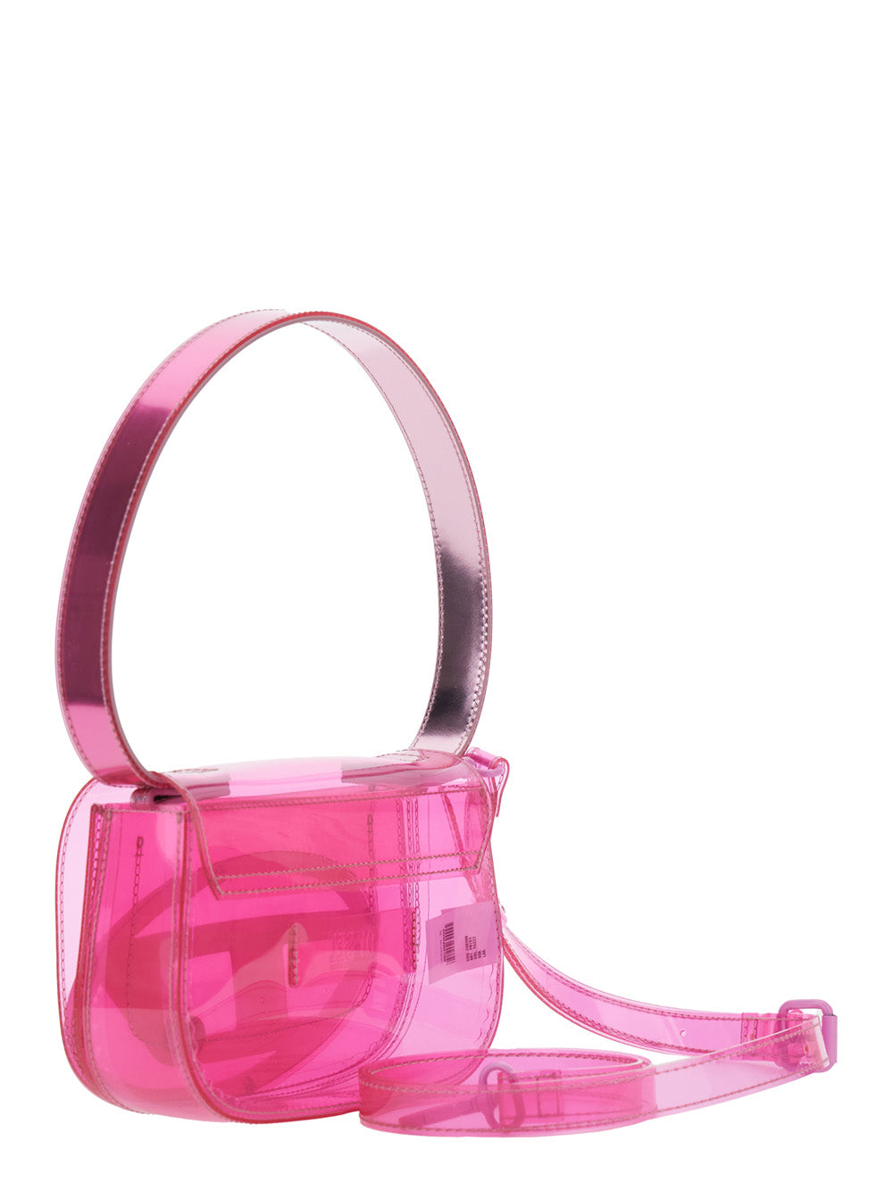 DIESEL Diesel Women '1Dr' Pink Shoulder Bag With Oval D Patch And Semi-Transparent Design In Tach Fabric For Women
