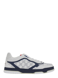 Gucci Men 'Re-Web' White Sneaker Low Top With Web Tab And Gg All-Over Motif In Leather Man