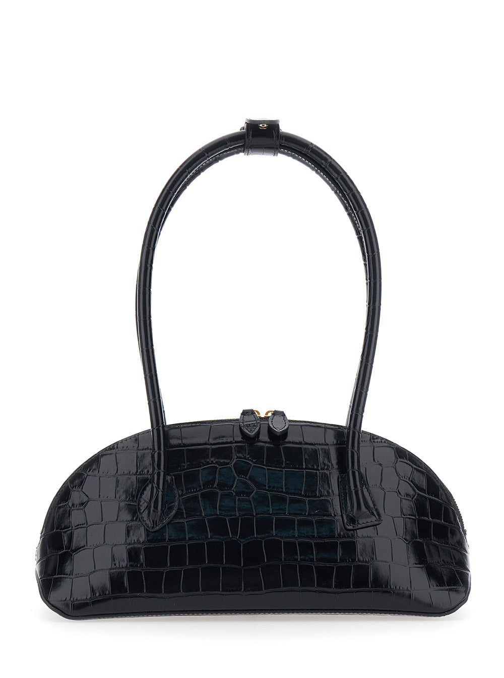 Liffner Women Shoulder Bag 'Ew Dome' With Round Top Handles And Crocodile-Effect In Black Leather For Women