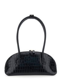 Liffner Women Shoulder Bag 'Ew Dome' With Round Top Handles And Crocodile-Effect In Black Leather For Women