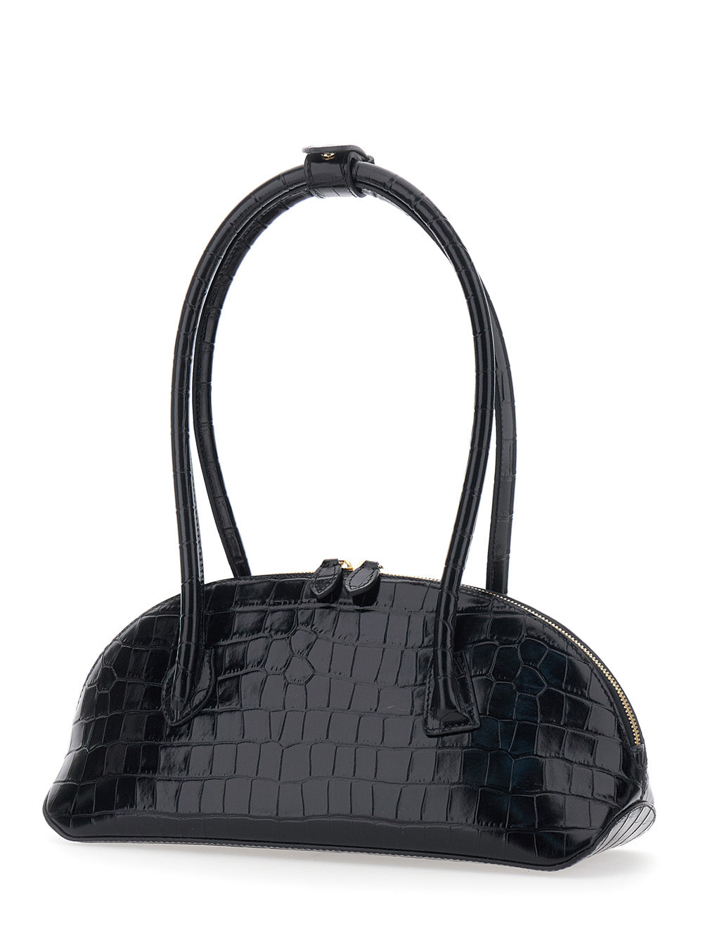 Liffner Women Shoulder Bag 'Ew Dome' With Round Top Handles And Crocodile-Effect In Black Leather For Women