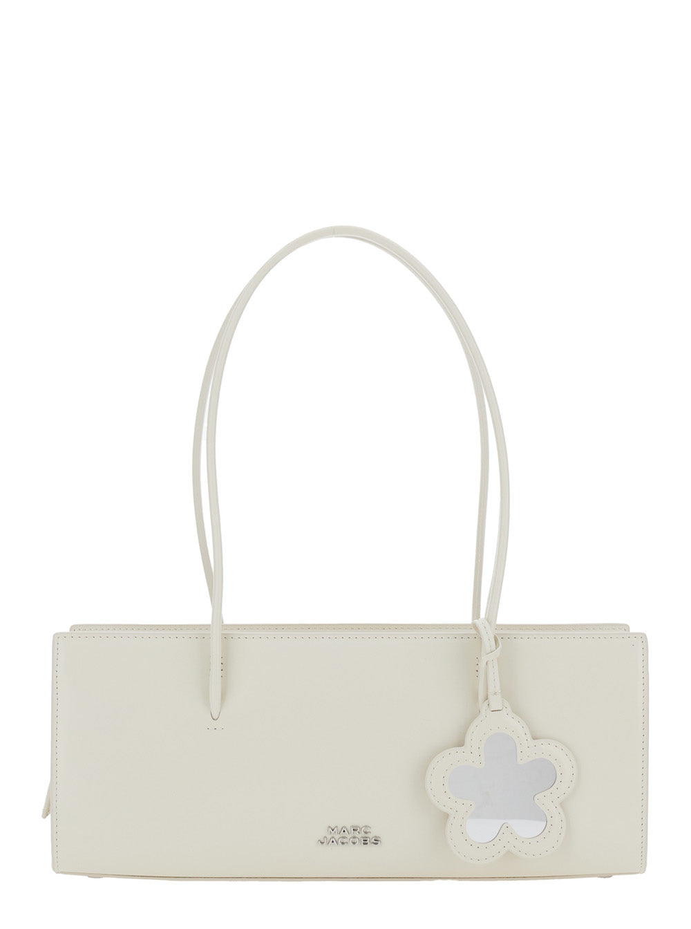 MARC JACOBS Marc Jacobs Women Shoulder Bag 'The Mirror Satchel' With Logo On The Front And Flower Pendant In White Leather For Women