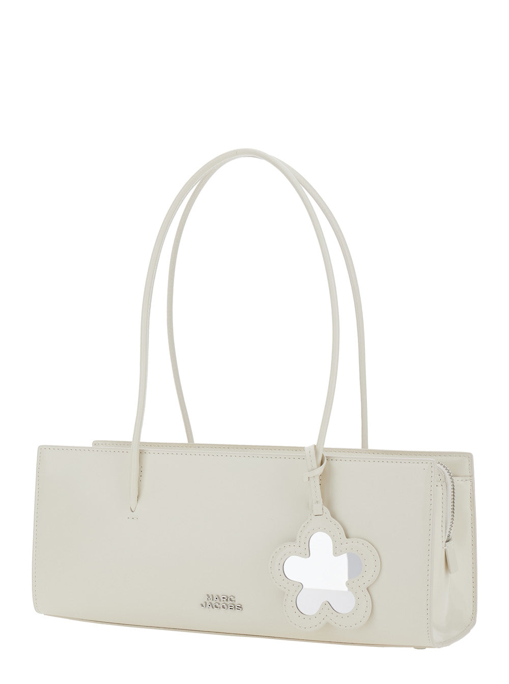 MARC JACOBS Marc Jacobs Women Shoulder Bag 'The Mirror Satchel' With Logo On The Front And Flower Pendant In White Leather For Women