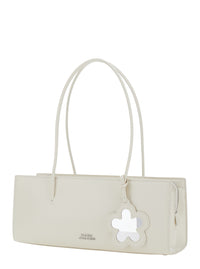 MARC JACOBS Marc Jacobs Women Shoulder Bag 'The Mirror Satchel' With Logo On The Front And Flower Pendant In White Leather For Women