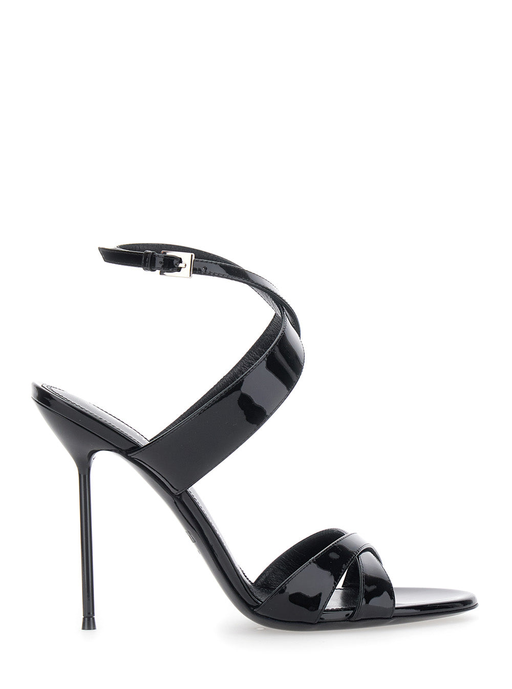 PARIS TEXAS Paris Texas Women 'Lidia' Black High Heel Sandals With Braided Ankle Strap And Stiletto Heel In Shiny Leather Women