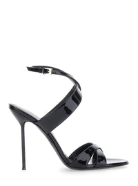 PARIS TEXAS Paris Texas Women 'Lidia' Black High Heel Sandals With Braided Ankle Strap And Stiletto Heel In Shiny Leather Women