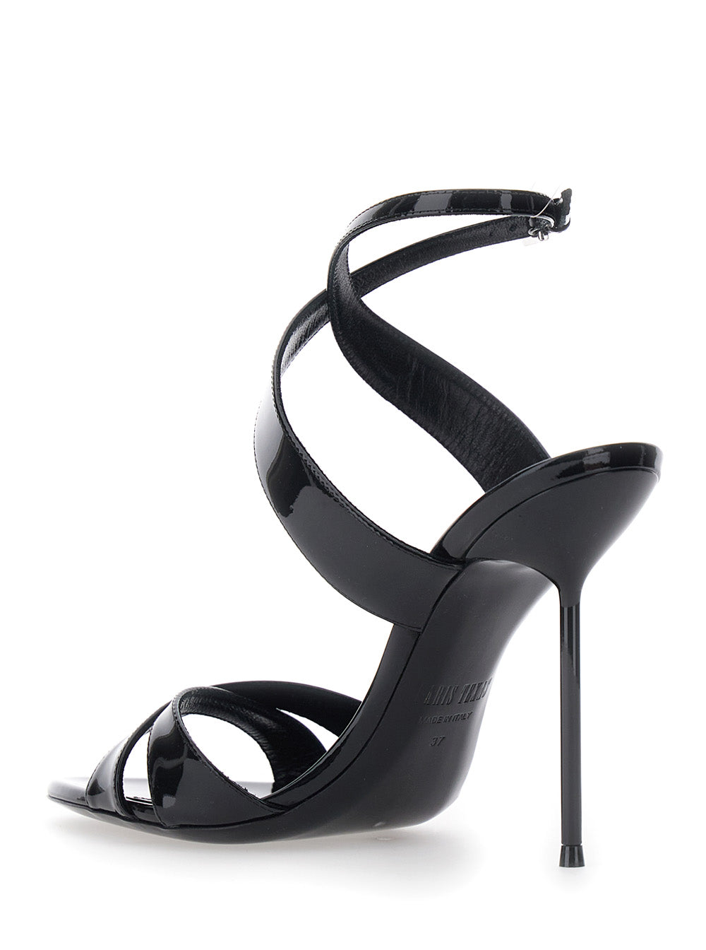 PARIS TEXAS Paris Texas Women 'Lidia' Black High Heel Sandals With Braided Ankle Strap And Stiletto Heel In Shiny Leather Women