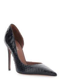 Paris Texas Women 'Vera' Black Pumps With High Stiletto Heel And Snake Skin Effect In Leather Women