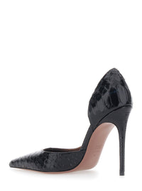 Paris Texas Women 'Vera' Black Pumps With High Stiletto Heel And Snake Skin Effect In Leather Women