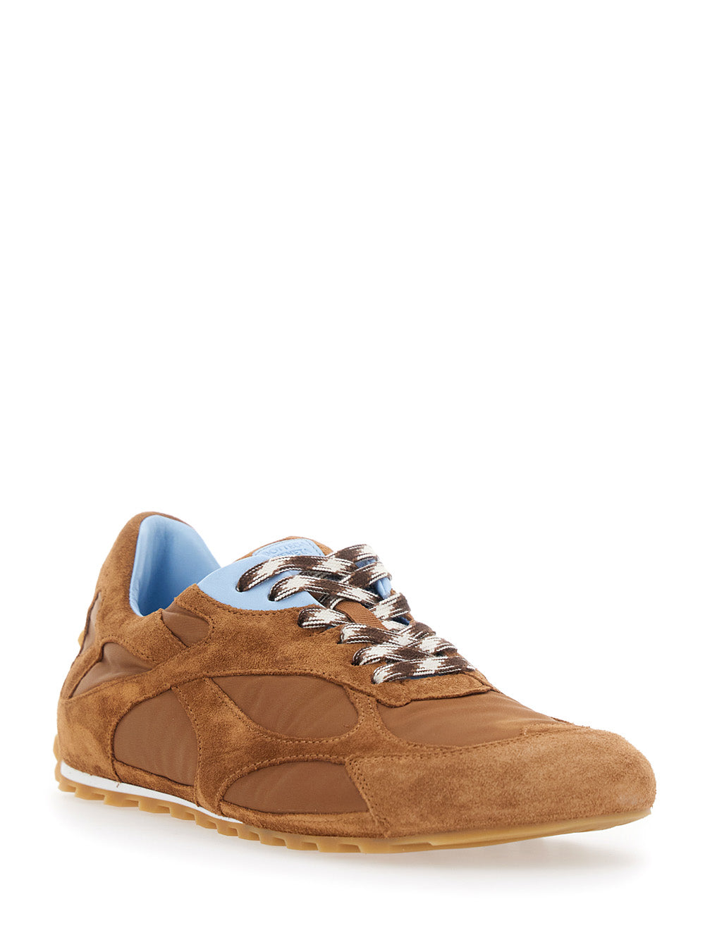 Bottega Veneta Women 'Orbit Flash' Brown Sneakers With Logo Lettering Detail On The Pull-Tab In Suede And Fabric For Women