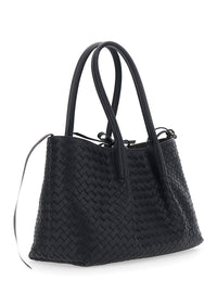 Bottega Veneta Women 'Pinacoteca' Black Medium Shoulder Bag With Intreccio Motif In Leather For Women
