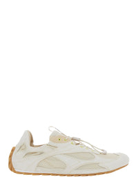 Bottega Veneta Men 'Orbit Flash' Beige Sneakers With Logo Lettering Detail On The Pull-Tab And Elasticized Design In Leather And Tech Fabric For Men
