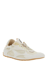 Bottega Veneta Men 'Orbit Flash' Beige Sneakers With Logo Lettering Detail On The Pull-Tab And Elasticized Design In Leather And Tech Fabric For Men