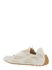 Bottega Veneta Men 'Orbit Flash' Beige Sneakers With Logo Lettering Detail On The Pull-Tab And Elasticized Design In Leather And Tech Fabric For Men