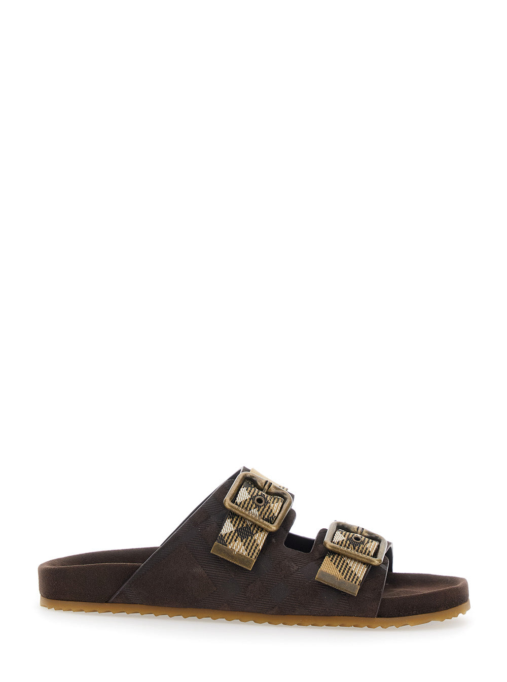 Burberry Women 'Urchin' Brown Sandals With Adjustable Buckle And Check Motif In Leather For Women