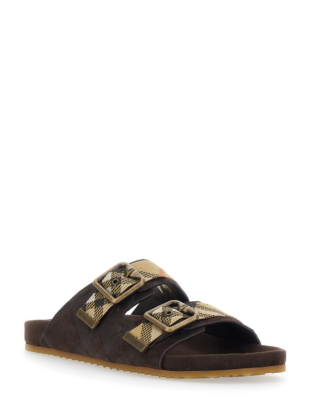 Burberry Women 'Urchin' Brown Sandals With Adjustable Buckle And Check Motif In Leather For Women