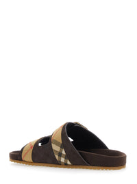 Burberry Women 'Urchin' Brown Sandals With Adjustable Buckle And Check Motif In Leather For Women