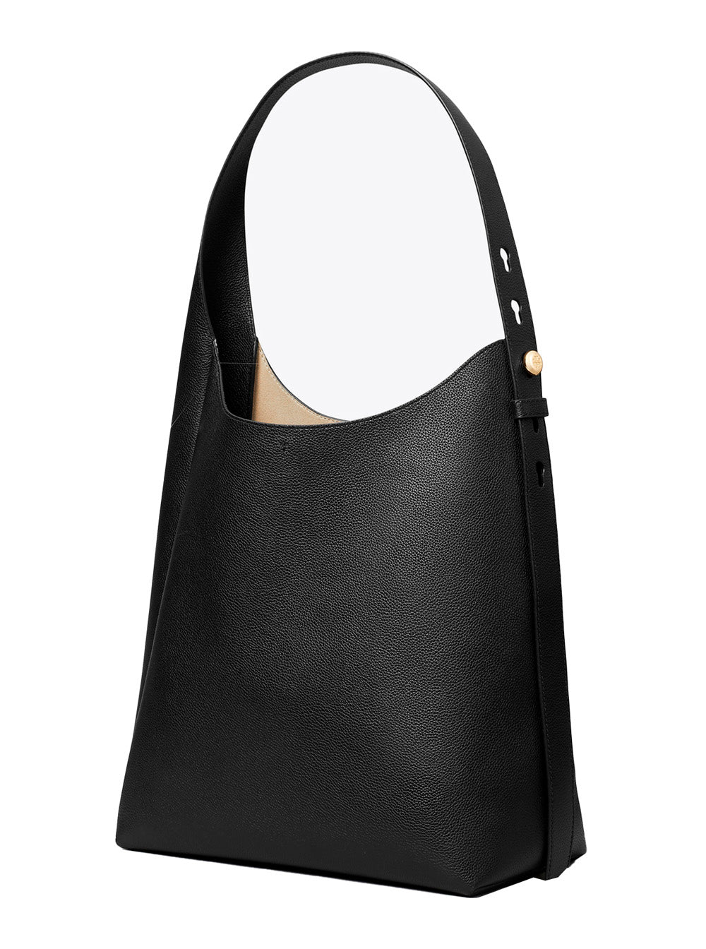 TORY BURCH Tory Burch Women 'Rony' Black Shoulder Bag With Thin Strap And Logo Button In Leather Woman
