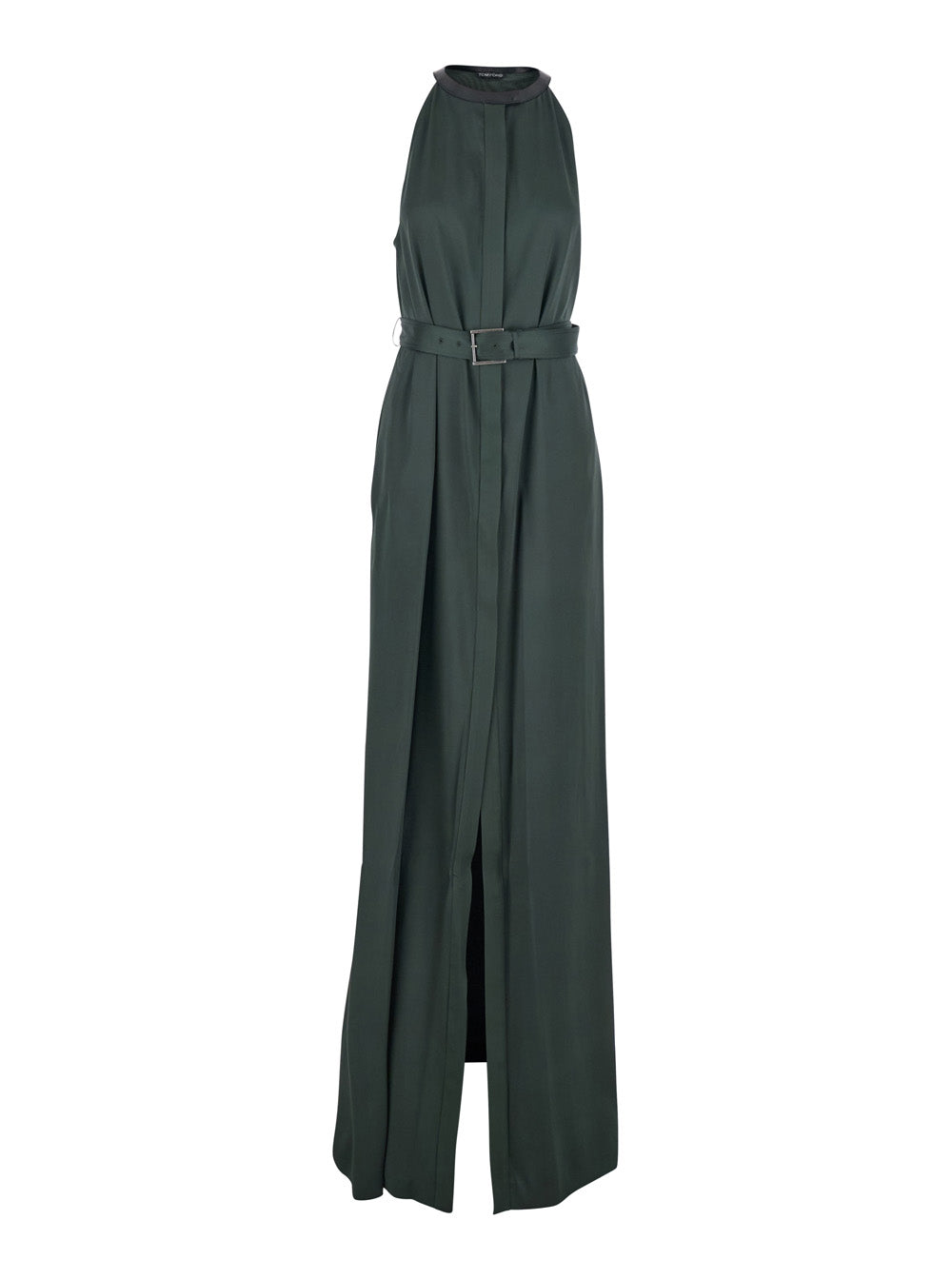 Tom Ford Women Green Long Dress With Halterneck And Front Belt In Viscose Blend For Women