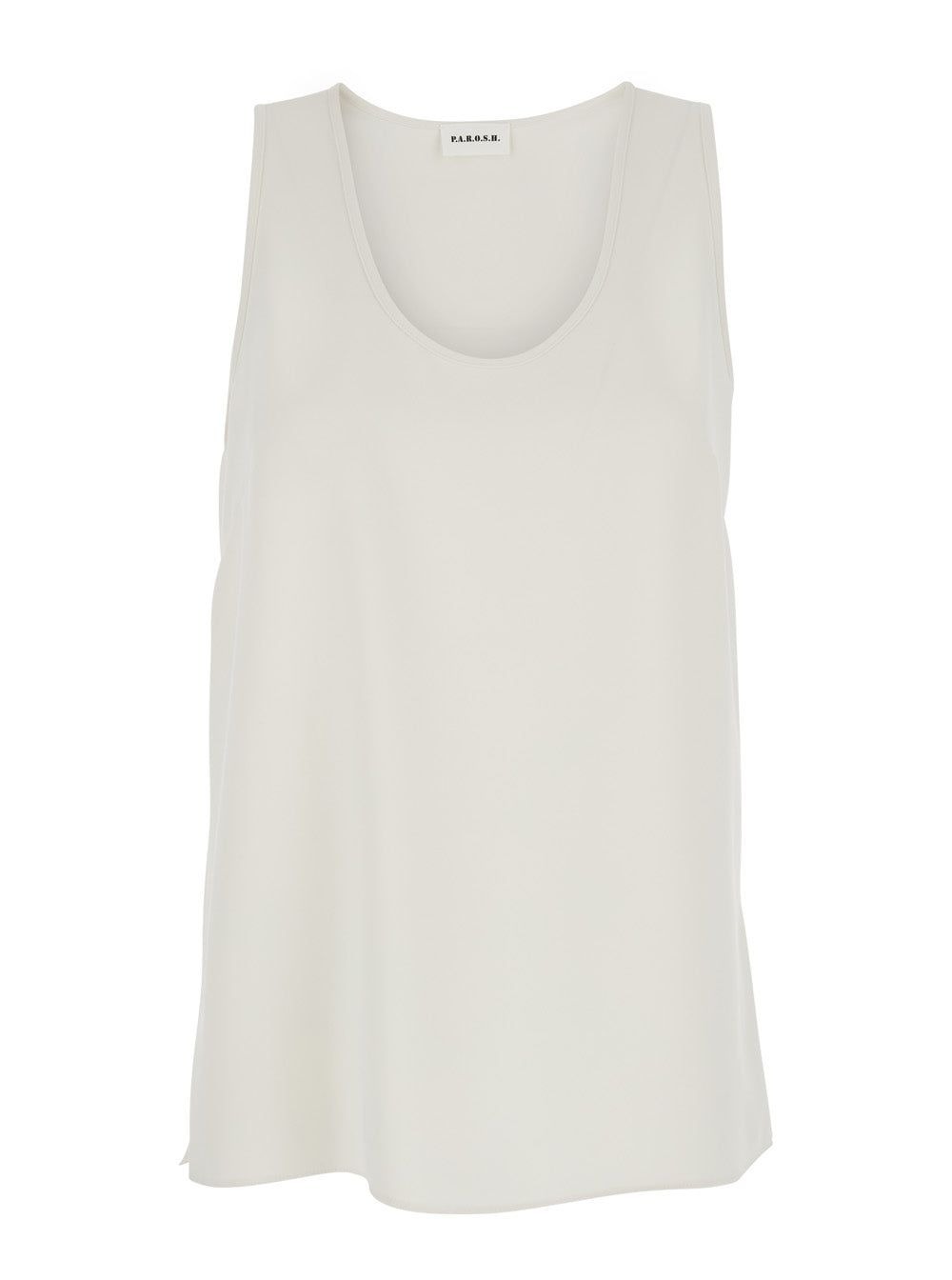 P.A.R.O.S.H. Women Sleeveless Top With Round Neck In White Fabric For Women