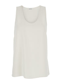 P.A.R.O.S.H. Women Sleeveless Top With Round Neck In White Fabric For Women