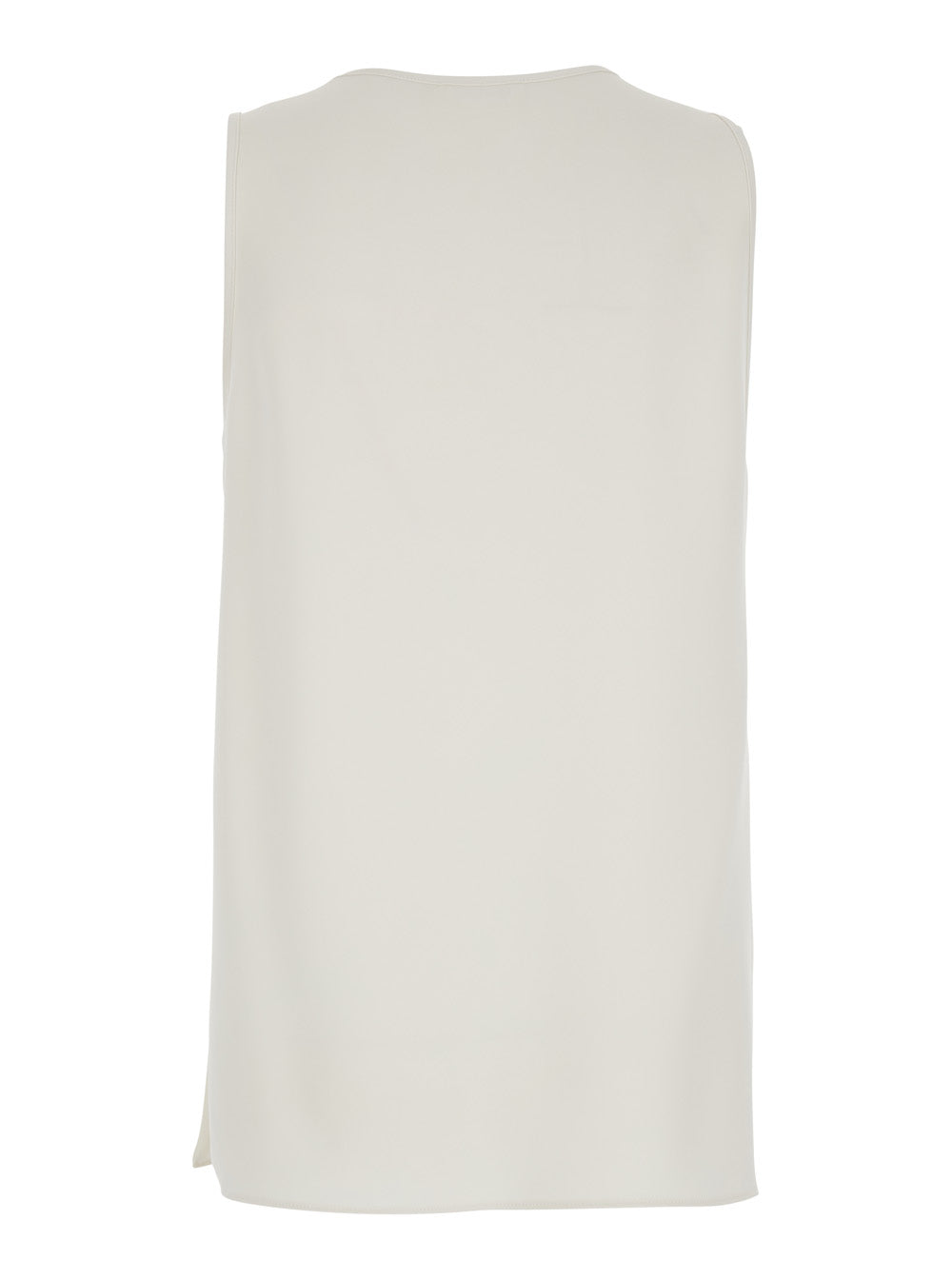 P.A.R.O.S.H. Women Sleeveless Top With Round Neck In White Fabric For Women