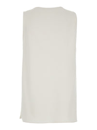 P.A.R.O.S.H. Women Sleeveless Top With Round Neck In White Fabric For Women