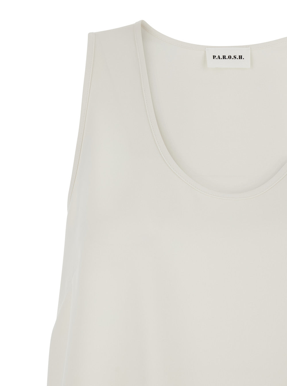 P.A.R.O.S.H. Women Sleeveless Top With Round Neck In White Fabric For Women