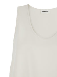P.A.R.O.S.H. Women Sleeveless Top With Round Neck In White Fabric For Women