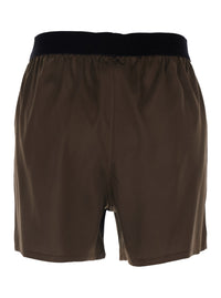 Tom Ford Women Brown Shorts With Logo Lettering And Elastic Waist In Stretch Silk For Women