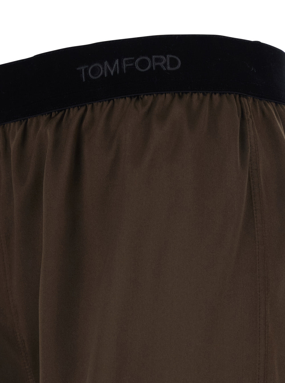 Tom Ford Women Brown Shorts With Logo Lettering And Elastic Waist In Stretch Silk For Women