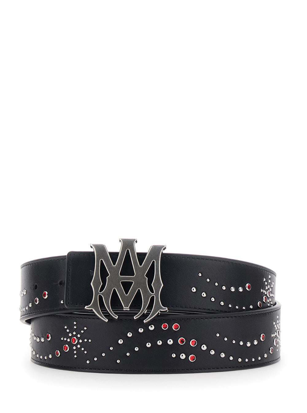 Amiri Men Belt With Logo Buckle Closure On The Front And All-Over Stud Decoration In Black Leather For Men