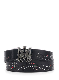 Amiri Men Belt With Logo Buckle Closure On The Front And All-Over Stud Decoration In Black Leather For Men