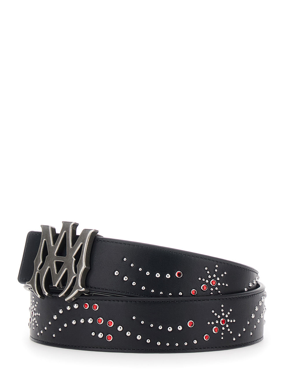 Amiri Men Belt With Logo Buckle Closure On The Front And All-Over Stud Decoration In Black Leather For Men