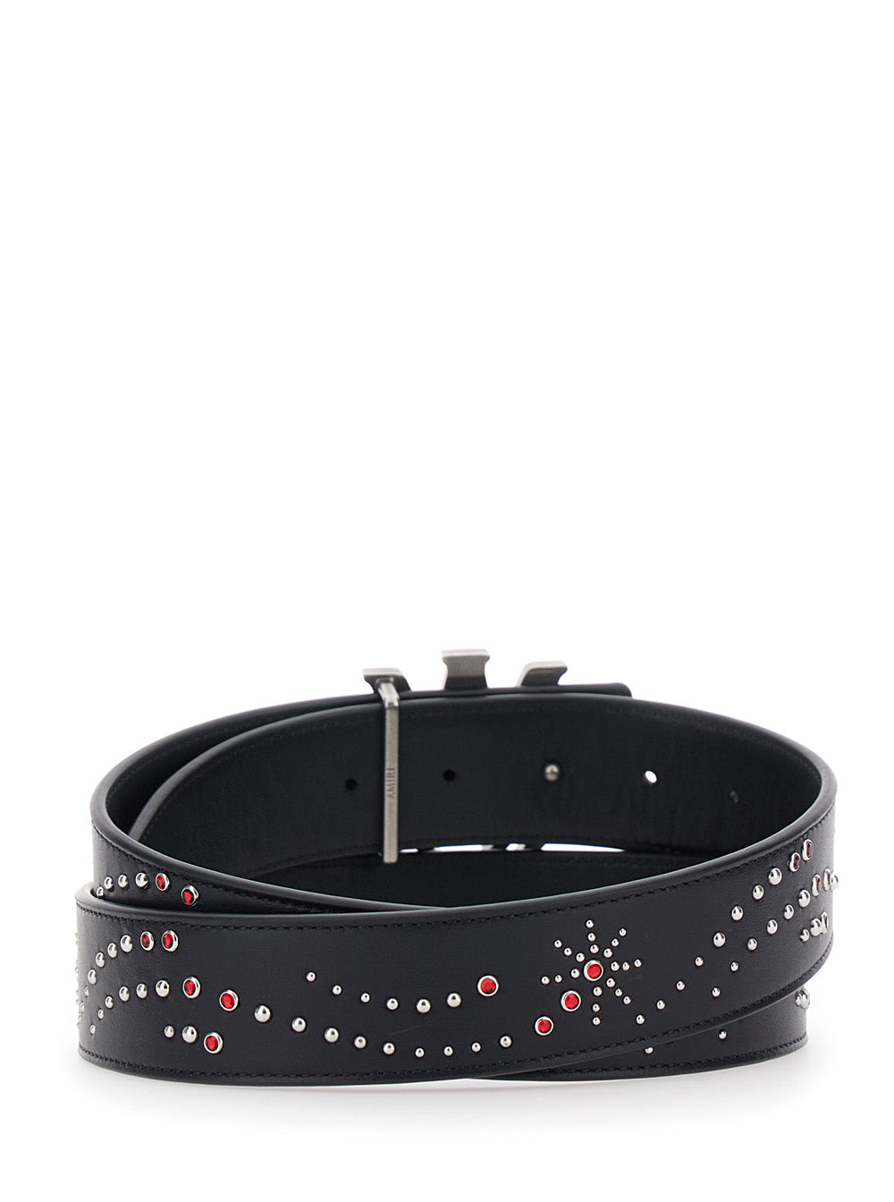 Amiri Men Belt With Logo Buckle Closure On The Front And All-Over Stud Decoration In Black Leather For Men