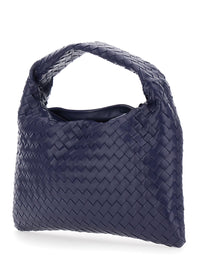 Bottega Veneta Women 'Hop' Blue Shoulder Bag With Intreccio Motif In Leather For Women
