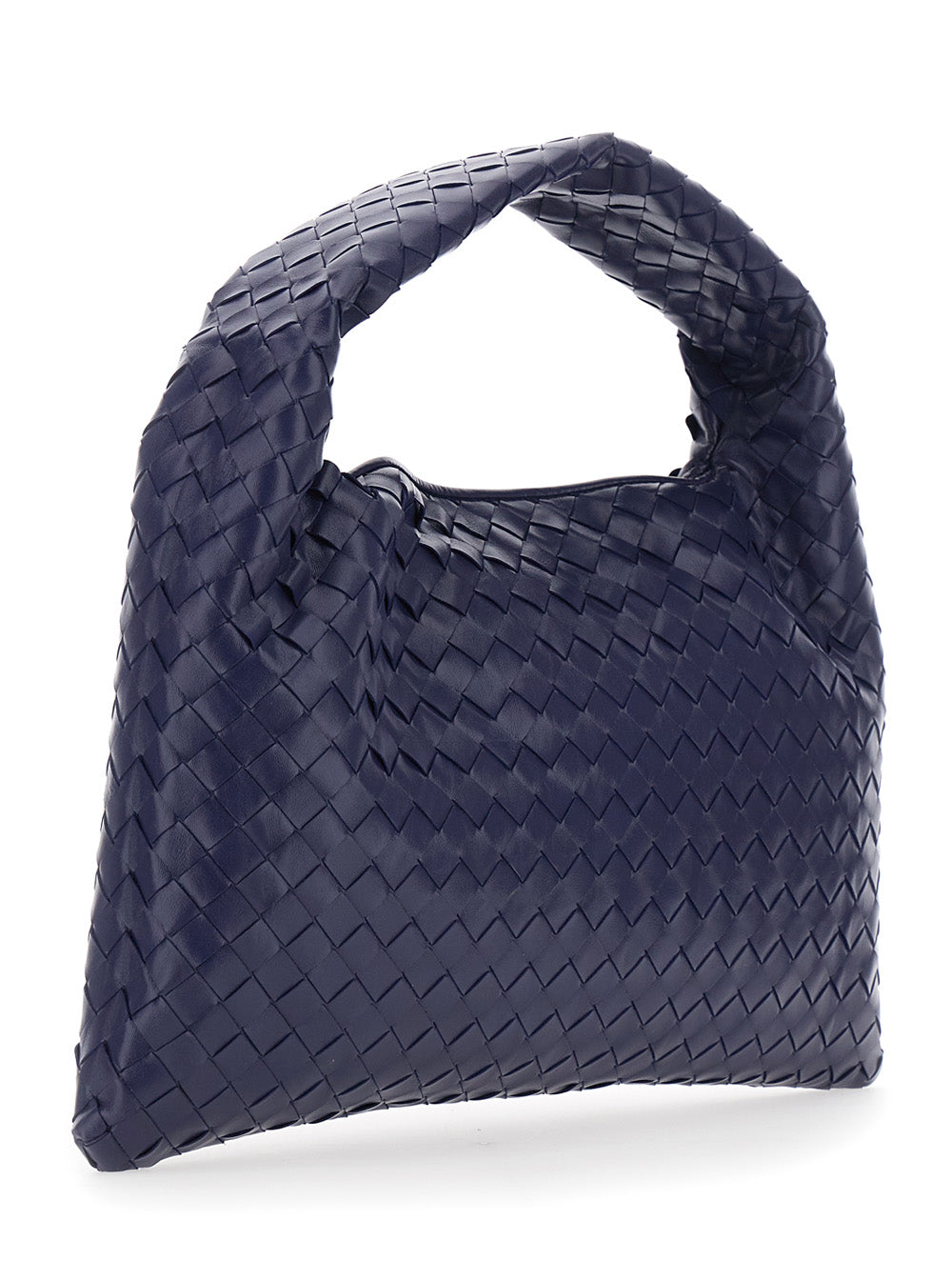 Bottega Veneta Women 'Hop' Blue Shoulder Bag With Intreccio Motif In Leather For Women