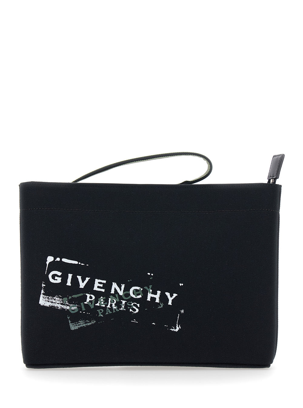 GIVENCHY Givenchy Men Black Pouch With Top Handle And Logo Print On Front In Cotton For Men