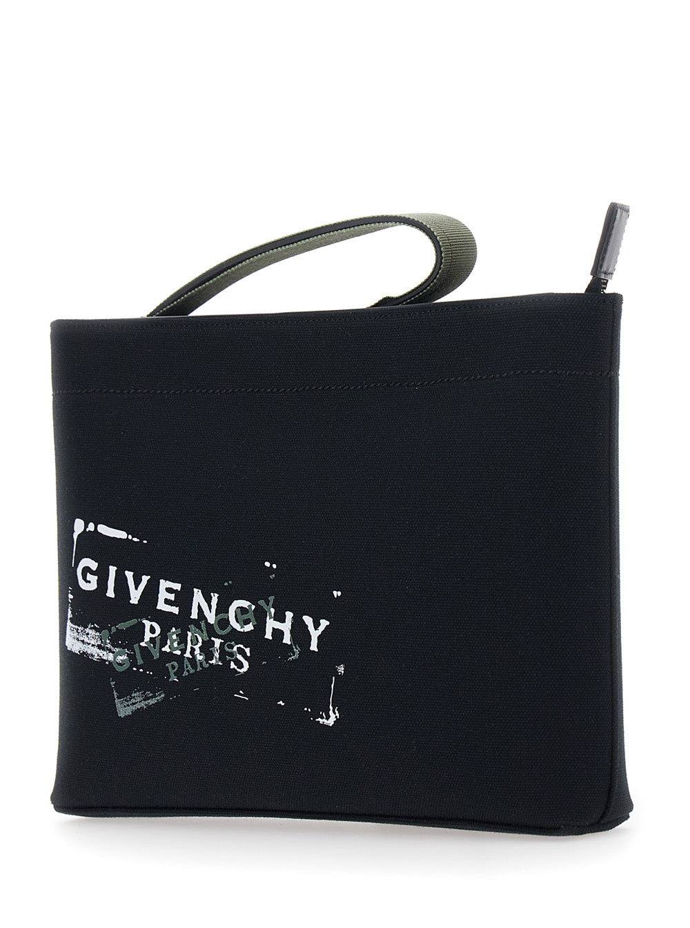 GIVENCHY Givenchy Men Black Pouch With Top Handle And Logo Print On Front In Cotton For Men