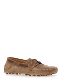 Tod's Men Loafers 'Bubble Gommino' With Contrast Stitching In Brown Suede For Men
