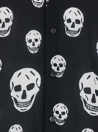 ALEXANDER MCQUEEN Alexander Mcqueen Men Black Pointed Collar Shirt With All-Over Skull Print For Men