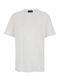 GUCCI Gucci Women White Crew Neck T-Shirt With Tone-On-Tone Horsebit Embroidery On The Front In  Cotton Women
