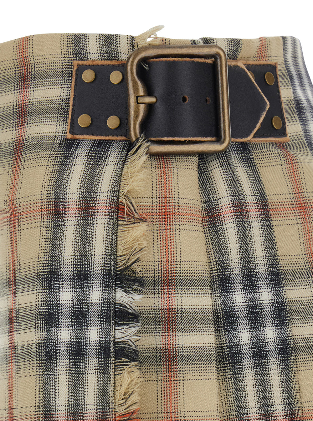 Burberry Women Beige Skirt With Adjustable Belt And All-Over Check Motif In Wool For Women