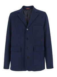 Gucci Men Blue Jacket With Notched Revers And Applied Pockets In Cotton For Men