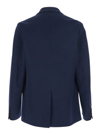 Gucci Men Blue Jacket With Notched Revers And Applied Pockets In Cotton For Men